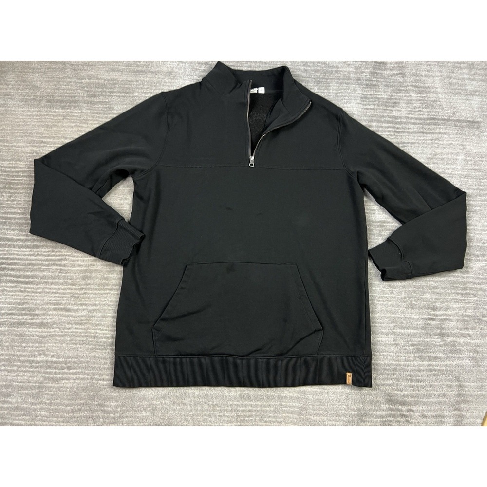 Manulife 10 Trees Sweater Mens XL‎ Black Pullover 1/4 Zip Fleece Lined Cotton